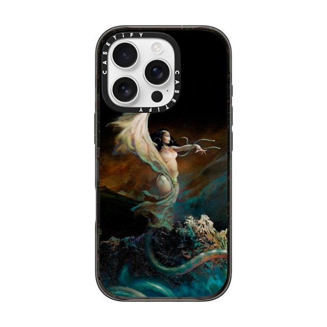 Frazetta Girls x CASETiFY iPhone 16 Pro ケース ブラック インパクトケース MagSafe対応 Sea Witch by Frazetta Girls