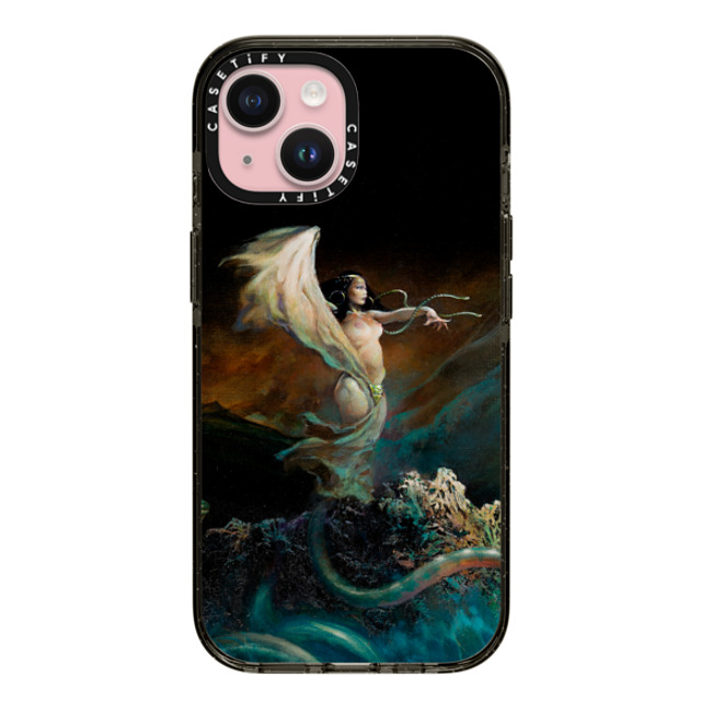 Frazetta Girls x CASETiFY iPhone 15 ケース ブラック インパクトケース Sea Witch by Frazetta Girls