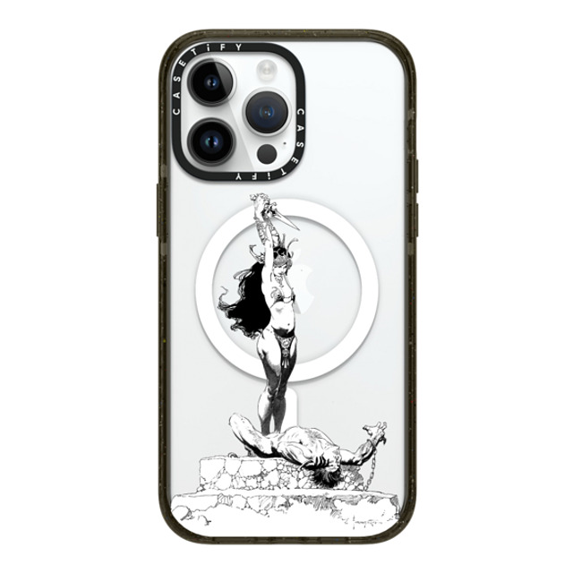 Frazetta Girls x CASETiFY iPhone 14 Pro Max ケース ブラック インパクトケース MagSafe対応 Girl with Dagger by Frazetta Girls