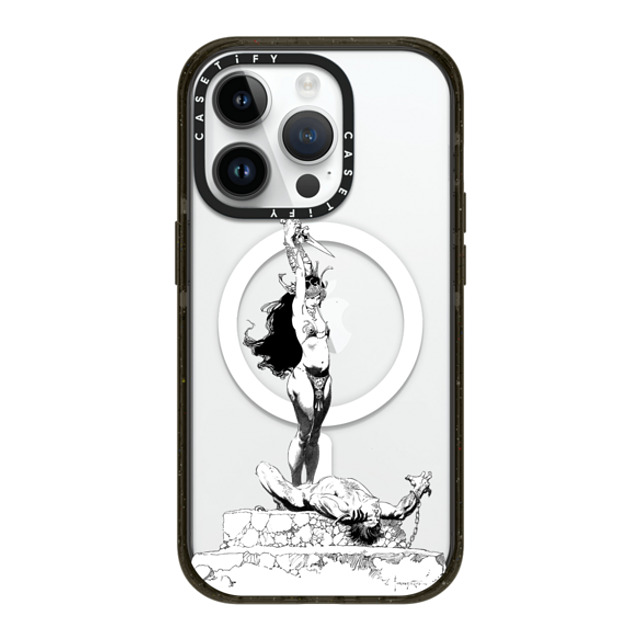 Frazetta Girls x CASETiFY iPhone 14 Pro ケース ブラック インパクトケース MagSafe対応 Girl with Dagger by Frazetta Girls