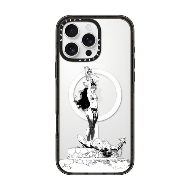 Frazetta Girls x CASETiFY iPhone 16 Pro Max ケース ブラック インパクトケース MagSafe対応 Girl with Dagger by Frazetta Girls