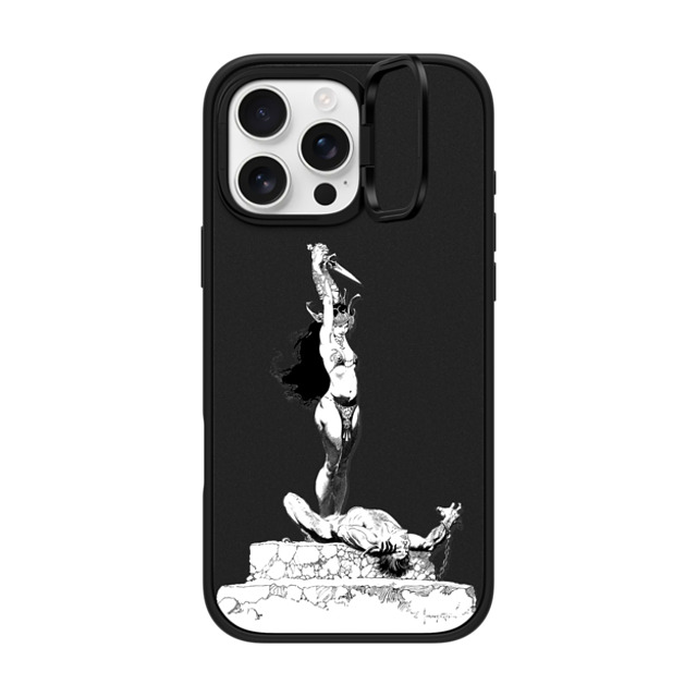 Frazetta Girls x CASETiFY iPhone 16 Pro Max ケース マットブラック インパクトリングスタンドケース MagSafe対応 Girl with Dagger by Frazetta Girls