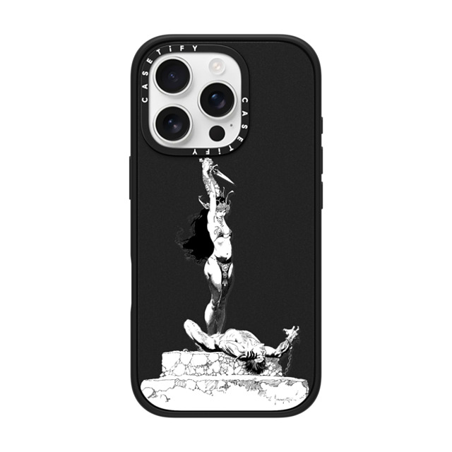 Frazetta Girls x CASETiFY iPhone 16 Pro ケース マットブラック インパクトケース MagSafe対応 Girl with Dagger by Frazetta Girls