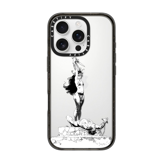 Frazetta Girls x CASETiFY iPhone 16 Pro ケース ブラック インパクトケース Girl with Dagger by Frazetta Girls