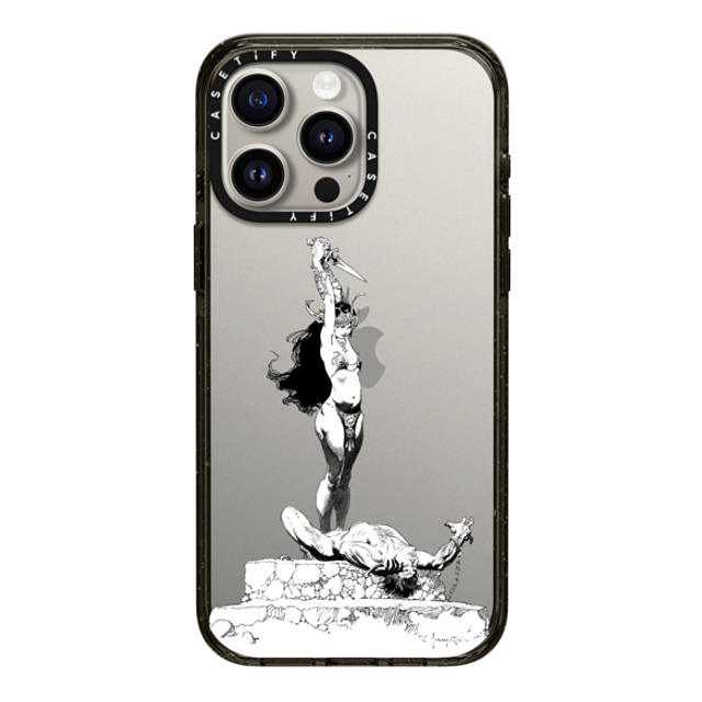 Frazetta Girls x CASETiFY iPhone 15 Pro Max ケース ブラック インパクトケース Girl with Dagger by Frazetta Girls