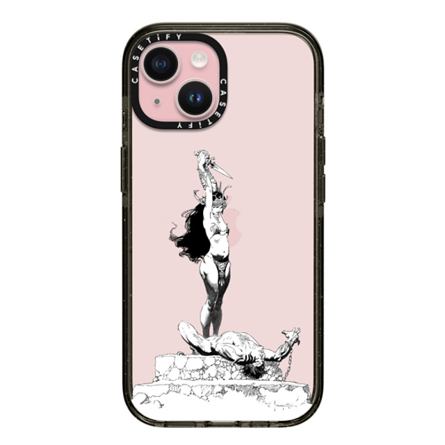 Frazetta Girls x CASETiFY iPhone 15 ケース ブラック インパクトケース Girl with Dagger by Frazetta Girls