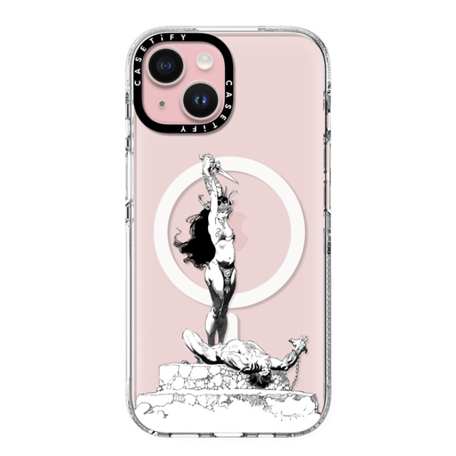 Frazetta Girls x CASETiFY iPhone 15 ケース クリア クリア ケース MagSafe対応 Girl with Dagger by Frazetta Girls