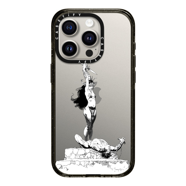 Frazetta Girls x CASETiFY iPhone 15 Pro ケース ブラック インパクトケース Girl with Dagger by Frazetta Girls