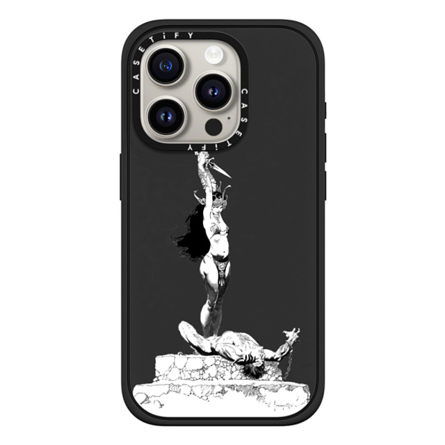 Frazetta Girls x CASETiFY iPhone 15 Pro ケース マットブラック インパクトケース MagSafe対応 Girl with Dagger by Frazetta Girls