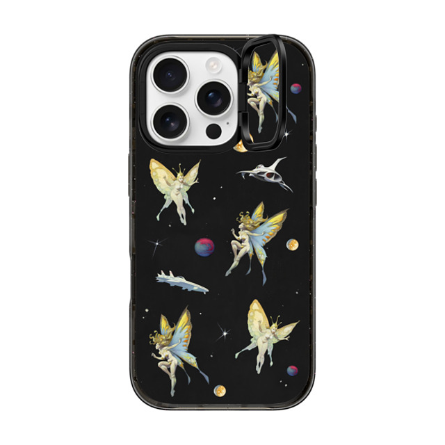 Frazetta Girls x CASETiFY iPhone 16 Pro ケース ブラック インパクトリングスタンドケース MagSafe対応 Fairy Encounter by Frazetta Girls