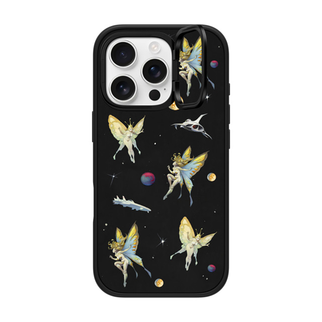 Frazetta Girls x CASETiFY iPhone 16 Pro ケース マットブラック インパクトリングスタンドケース MagSafe対応 Fairy Encounter by Frazetta Girls