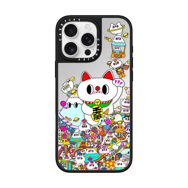 Messy Desk x CASETiFY iPhone 16 Pro Max Case Silver on Black ミラーケース MagSafe対応 Lucky Cat and the Mountains Back to School Messy Desk x CASETiFY iPhone 16 Pro Max Case Silver on Black ミラーケース MagSafe対応 Lucky Cat and the Mountains Back to School