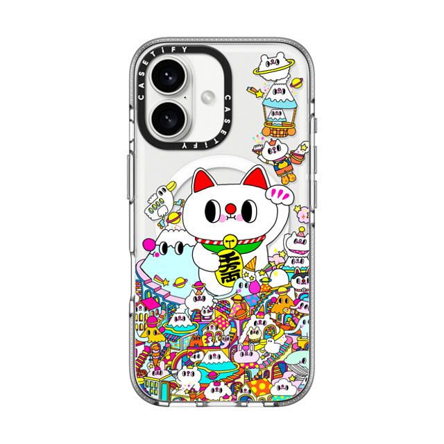 Messy Desk x CASETiFY iPhone 16 Case クリア クリア ケース MagSafe対応 Lucky Cat and the Mountains Back to School Messy Desk x CASETiFY iPhone 16 Case クリア クリア ケース MagSafe対応 Lucky Cat and the Mountains Back to School