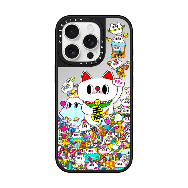 Messy Desk x CASETiFY iPhone 16 Pro Case Silver on Black ミラーケース MagSafe対応 Lucky Cat and the Mountains Back to School Messy Desk x CASETiFY iPhone 16 Pro Case Silver on Black ミラーケース MagSafe対応 Lucky Cat and the Mountains Back to School