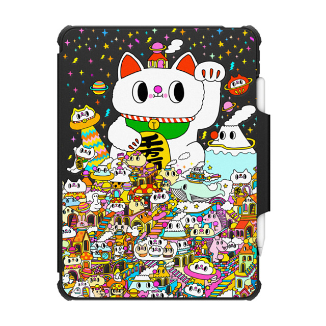 Messy Desk x CASETiFY iPad Pro 12.9-inch (第5/6世代) Cat,Cartoon ブラック インパクト フォリオ ケース Lucky Cat New iPhone Messy Desk x CASETiFY iPad Pro 12.9-inch (第5/6世代) Cat,Cartoon ブラック インパクト フォリオ ケース Lucky Cat New iPhone