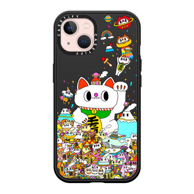 Messy Desk x CASETiFY iPhone 13 ケース マットブラック インパクトケース MagSafe対応 Lucky Cat