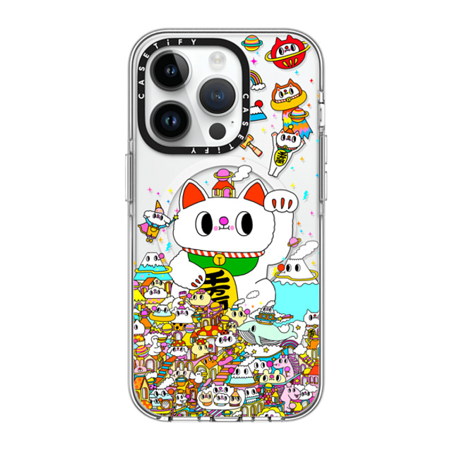 Messy Desk x CASETiFY iPhone 14 Pro ケース クリア クリア ケース MagSafe対応 Lucky Cat