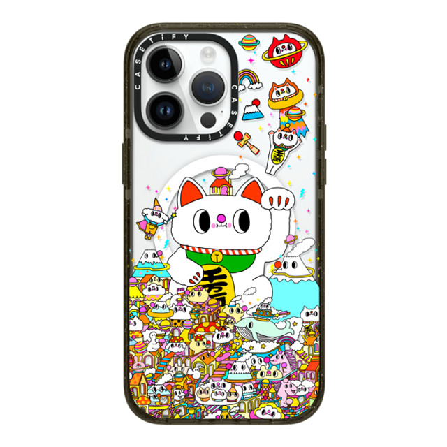 Messy Desk x CASETiFY iPhone 14 Pro Max ケース ブラック インパクトケース MagSafe対応 Lucky Cat