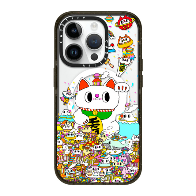 Messy Desk x CASETiFY iPhone 14 Pro ケース ブラック インパクトケース MagSafe対応 Lucky Cat