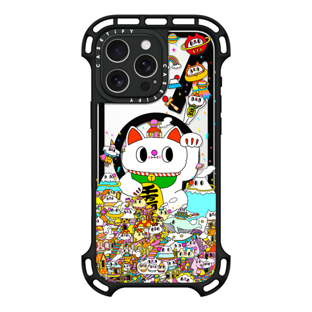 Messy Desk x CASETiFY iPhone 16 Pro Max ケース ブラック ウルトラ バウンスケース MagSafe対応 Lucky Cat