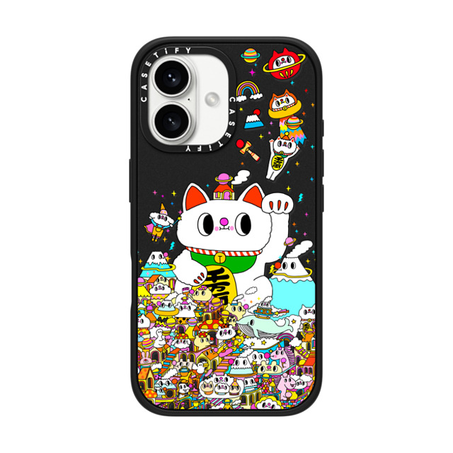 Messy Desk x CASETiFY iPhone 16 ケース マットブラック インパクトケース MagSafe対応 Lucky Cat