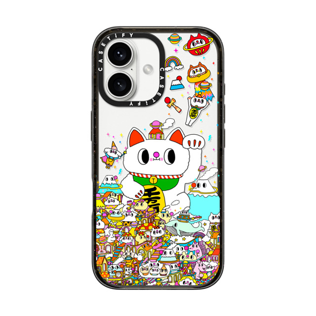 Messy Desk x CASETiFY iPhone 16 ケース ブラック インパクトケース Lucky Cat