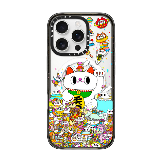 Messy Desk x CASETiFY iPhone 16 Pro ケース ブラック インパクトケース MagSafe対応 Lucky Cat