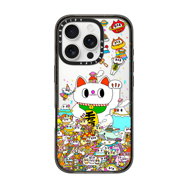 Messy Desk x CASETiFY iPhone 16 Pro ケース ブラック インパクトケース Lucky Cat