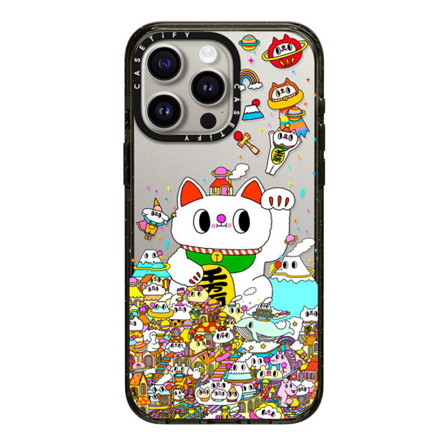 Messy Desk x CASETiFY iPhone 15 Pro Max ケース ブラック インパクトケース Lucky Cat