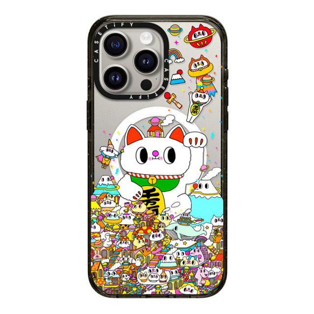 Messy Desk x CASETiFY iPhone 15 Pro Max ケース ブラック インパクトケース MagSafe対応 Lucky Cat