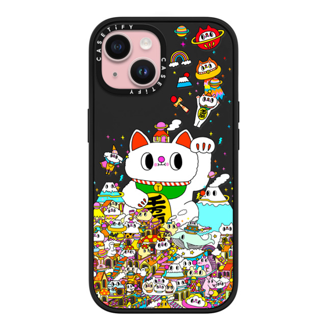 Messy Desk x CASETiFY iPhone 15 ケース マットブラック インパクトケース MagSafe対応 Lucky Cat