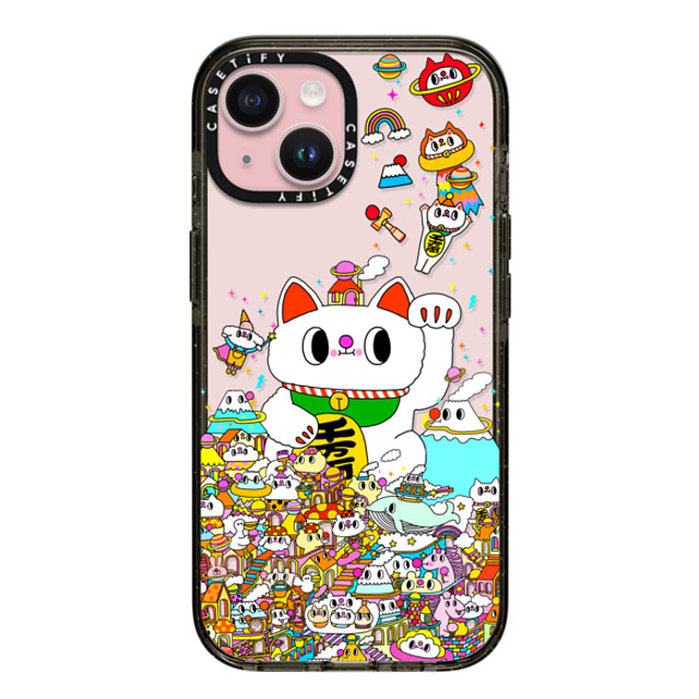 Messy Desk x CASETiFY iPhone 15 ケース ブラック インパクトケース Lucky Cat