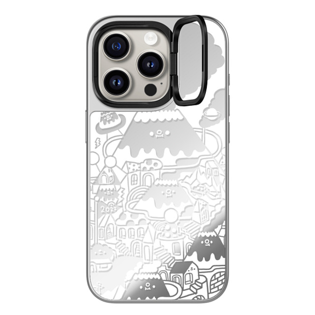 Messy Desk x CASETiFY iPhone 15 Pro Case Cat,Cartoon シルバー (シルバーバンパー) ミラー リングスタンドケース MagSafe対応 White Mirror City Mother's Day Messy Desk x CASETiFY iPhone 15 Pro Case Cat,Cartoon シルバー (シルバーバンパー) ミラー リングスタンドケース MagSafe対応 White Mirror City Mother's Day