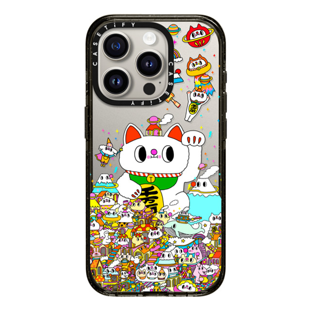 Messy Desk x CASETiFY iPhone 15 Pro ケース ブラック インパクトケース Lucky Cat