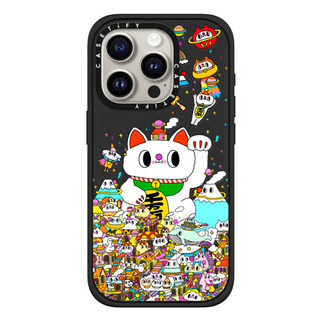 Messy Desk x CASETiFY iPhone 15 Pro ケース マットブラック インパクトケース MagSafe対応 Lucky Cat