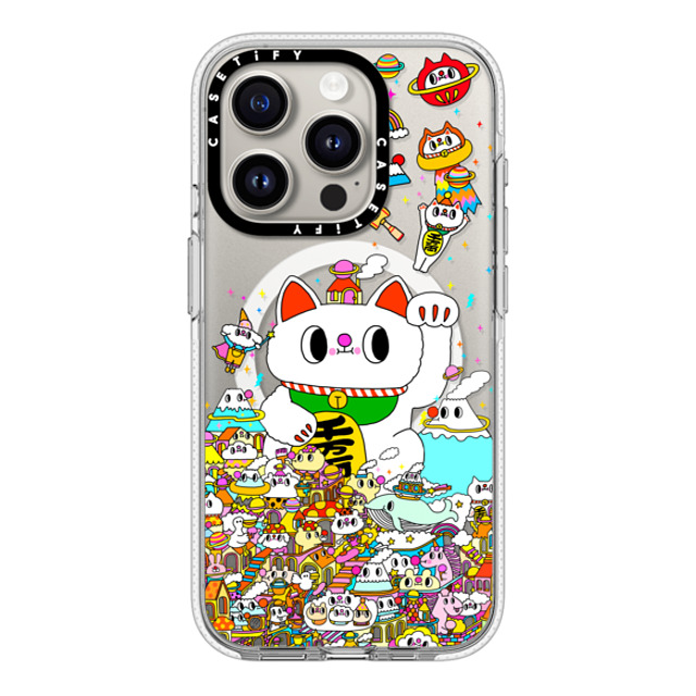 Messy Desk x CASETiFY iPhone 15 Pro ケース クリア クリア ケース MagSafe対応 Lucky Cat