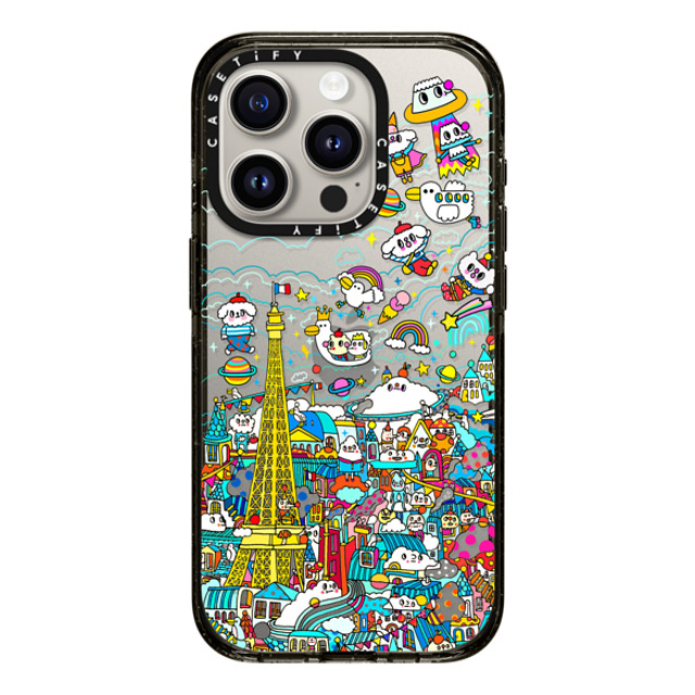 Messy Desk x CASETiFY iPhone 15 Pro ケース ブラック インパクトケース Bonjour Paris! (Galaxy S22)