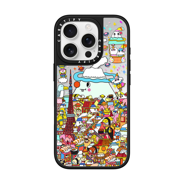 Messy Desk x CASETiFY iPhone 16 Pro ケース Cat,Cartoon Silver on Black ミラーケース MagSafe対応 Fuji mountains Back to School Messy Desk x CASETiFY iPhone 16 Pro ケース Cat,Cartoon Silver on Black ミラーケース MagSafe対応 Fuji mountains Back to School
