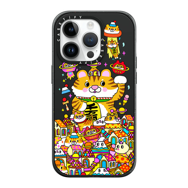 Messy Desk x CASETiFY iPhone 14 Pro ケース マットブラック インパクトケース MagSafe対応 Lucky Tiger CNY