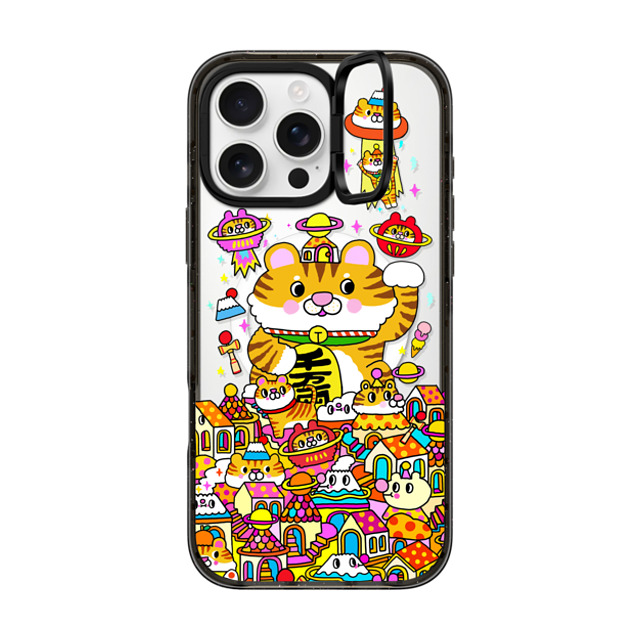 Messy Desk x CASETiFY iPhone 16 Pro Max ケース ブラック インパクトリングスタンドケース MagSafe対応 Lucky Tiger CNY