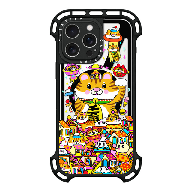 Messy Desk x CASETiFY iPhone 16 Pro Max ケース ブラック ウルトラ バウンスケース MagSafe対応 Lucky Tiger CNY