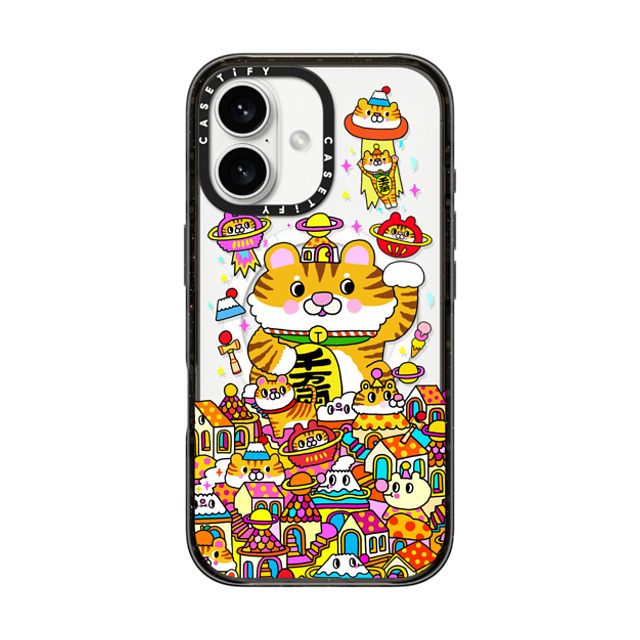 Messy Desk x CASETiFY iPhone 16 ケース ブラック インパクトケース MagSafe対応 Lucky Tiger CNY