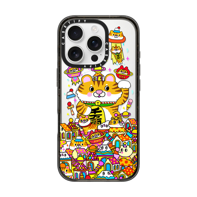 Messy Desk x CASETiFY iPhone 16 Pro ケース ブラック インパクトケース MagSafe対応 Lucky Tiger CNY