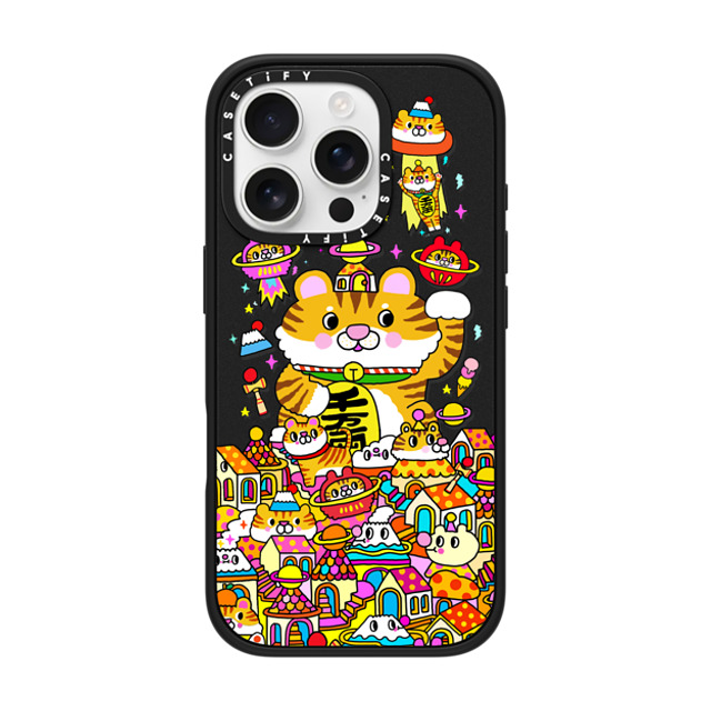 Messy Desk x CASETiFY iPhone 16 Pro ケース マットブラック インパクトケース MagSafe対応 Lucky Tiger CNY