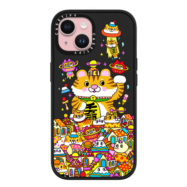 Messy Desk x CASETiFY iPhone 15 ケース マットブラック インパクトケース MagSafe対応 Lucky Tiger CNY