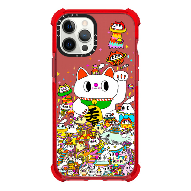 Messy Desk x CASETiFY iPhone 12 Pro Max ケース レッド ウルトラインパクトケース Lucky Cat