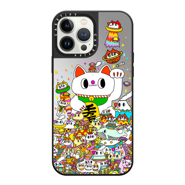Messy Desk x CASETiFY iPhone 13 Pro Max Case Cat,Cartoon Silver on Black ミラーケース MagSafe対応 Lucky Cat Back to School Messy Desk x CASETiFY iPhone 13 Pro Max Case Cat,Cartoon Silver on Black ミラーケース MagSafe対応 Lucky Cat Back to School