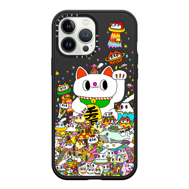 Messy Desk x CASETiFY iPhone 13 Pro Max Case Cat,Cartoon Matte Black CpNgP[X Lucky Cat