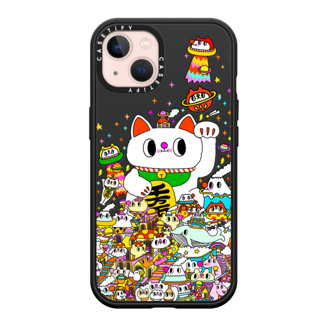 Messy Desk x CASETiFY iPhone 13 ケース マットブラック インパクトケース MagSafe対応 Lucky Cat