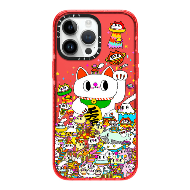 Messy Desk x CASETiFY iPhone 14 Pro Max ケース レッド インパクトケース Lucky Cat